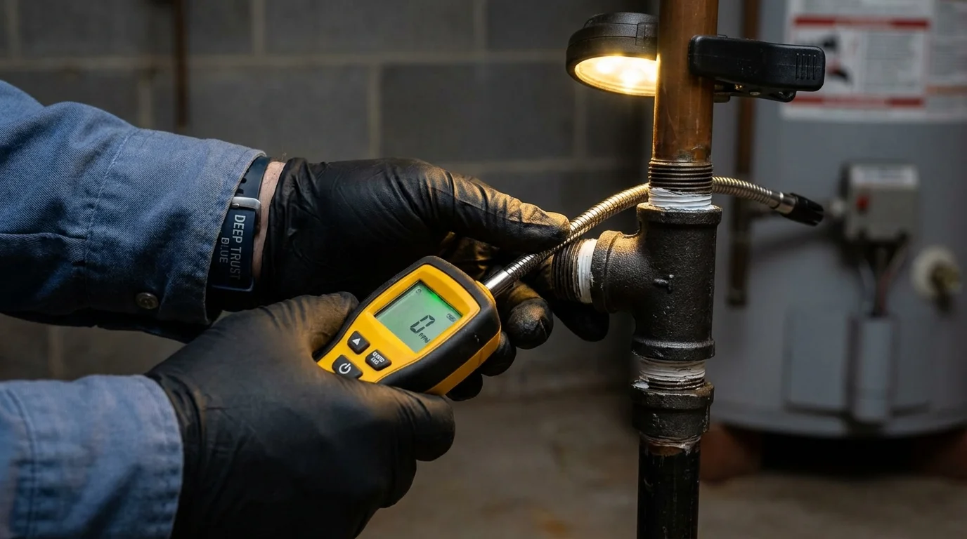 Gas leak detection with electronic sniffer by Johns Plumbing LLC in Raritan