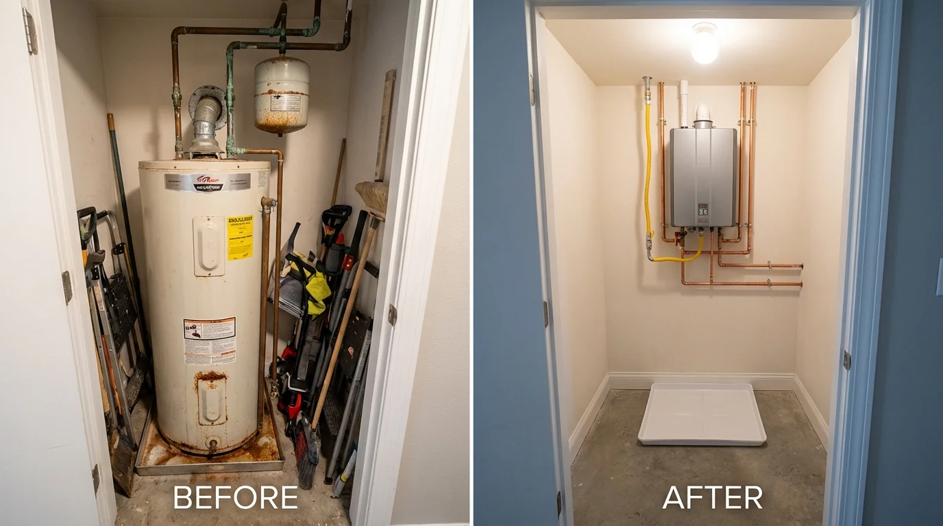 Tank water heater versus wall-mounted tankless unit comparison for Raritan, NJ homeowners
